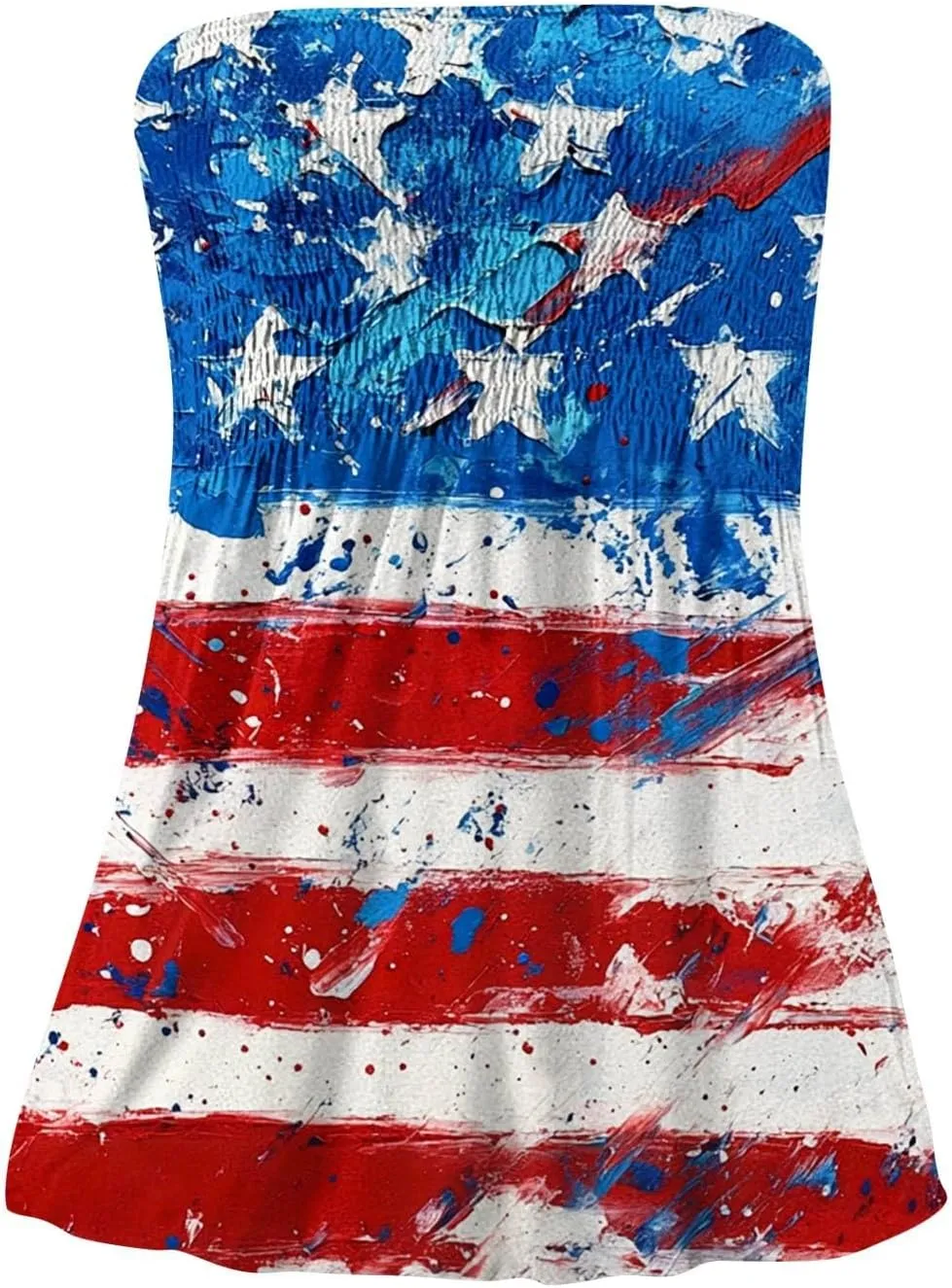 Women's Tube Top Casual Beach Vacation Shirts Flag Print Sleeveless T Shirts Strapless 4th of July Cute Tank Tops