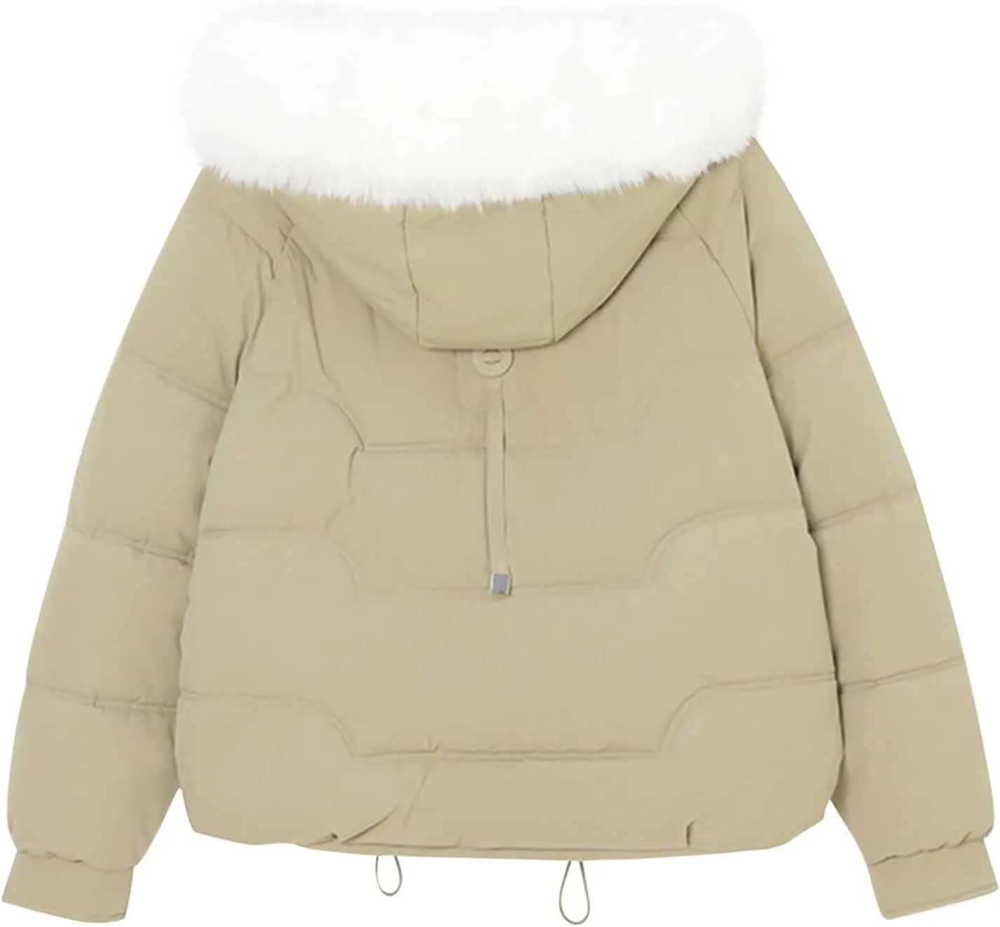 Women's Winter Coat Warm Cropped Puffer Jacket with Faux Fur Hood Thicken Parkas Down Coats Snow Jackets Outerwear
