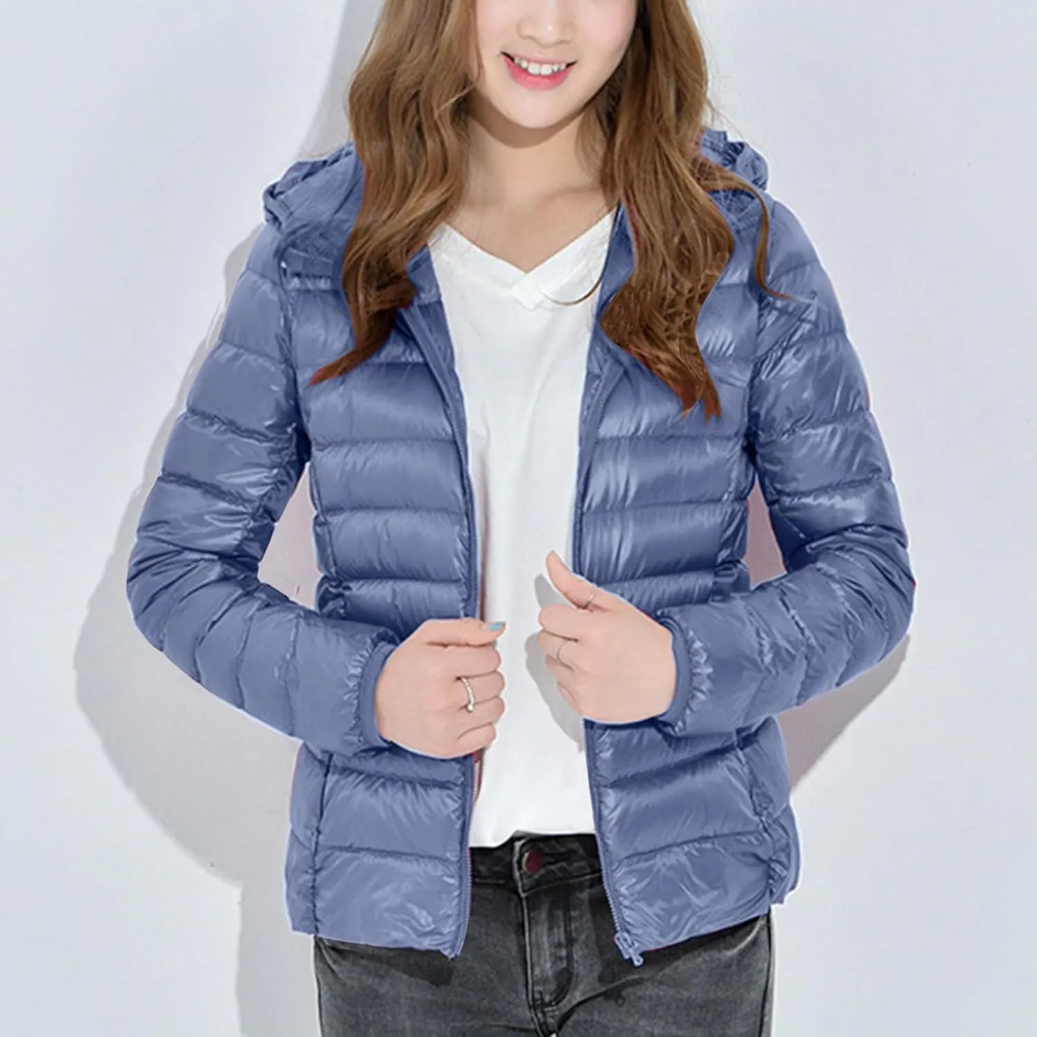 Womens Winter Coats Hooded Lightweight Packable Puffer Jackets Casual Warm Down Coats Parka Quilted Jackets Outerwear