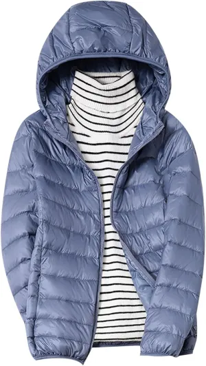 Womens Winter Coats Hooded Lightweight Packable Puffer Jackets Casual Warm Down Coats Parka Quilted Jackets Outerwear