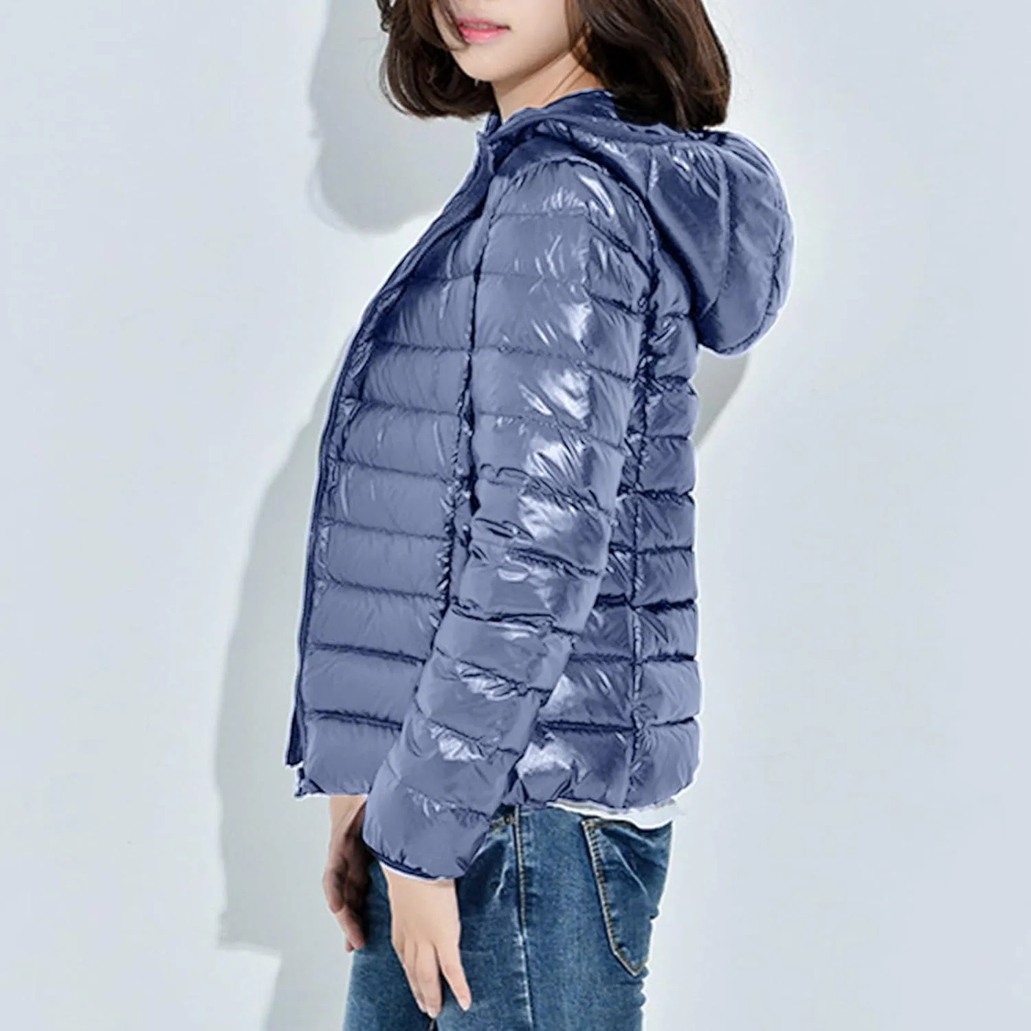 Womens Winter Coats Hooded Lightweight Packable Puffer Jackets Casual Warm Down Coats Parka Quilted Jackets Outerwear