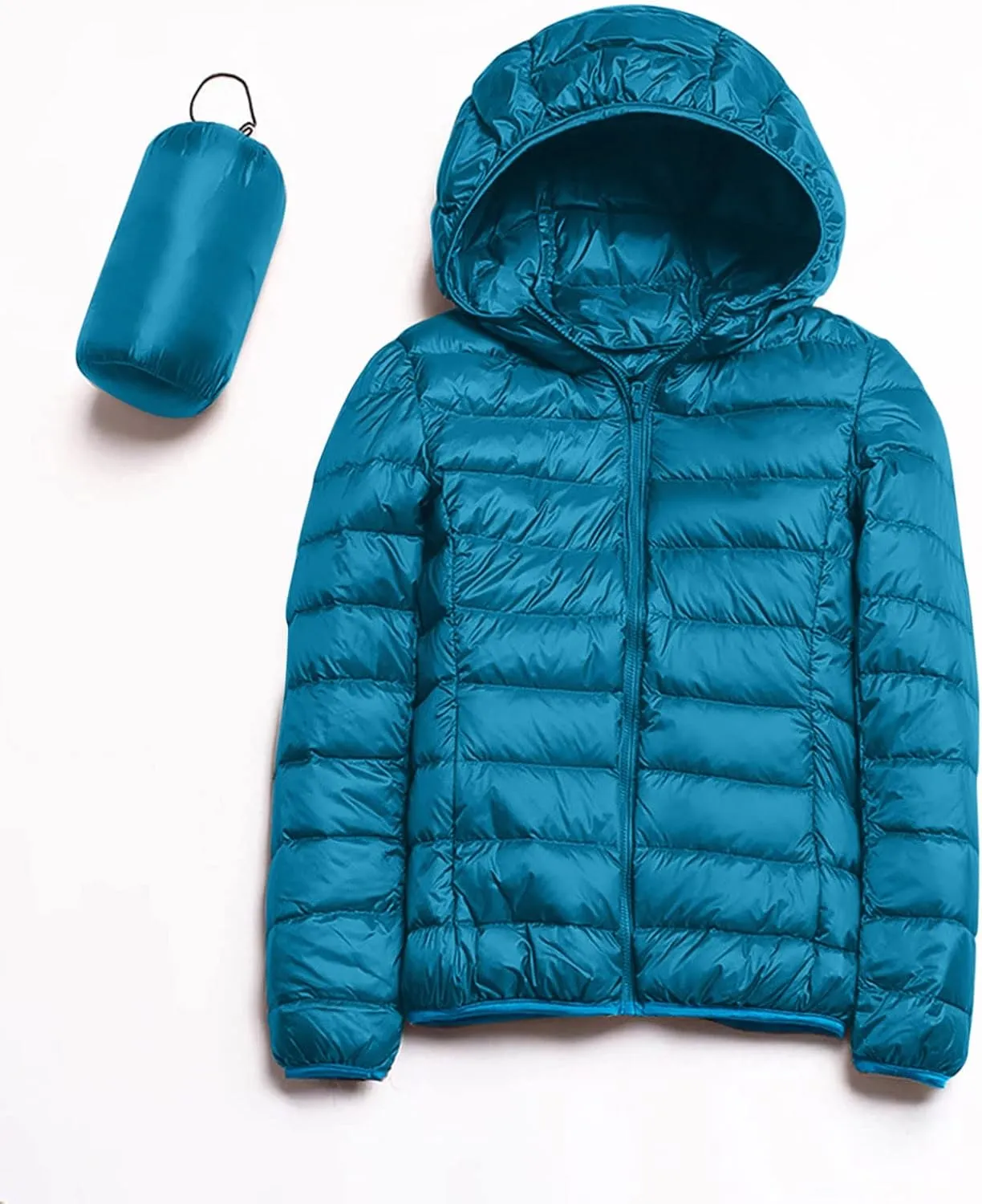 Womens Winter Lightweight Packable Puffer Coats Slim Fit Windproof Quilted Hooded Down Jackets Outerwear with Pockets