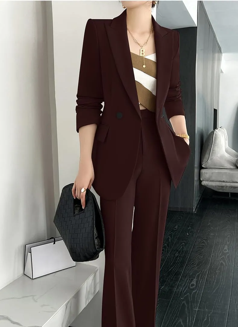 Women's Work Lady Suit One Button Jacket and Pants 2-Piece Tailored Fit Tuxedos