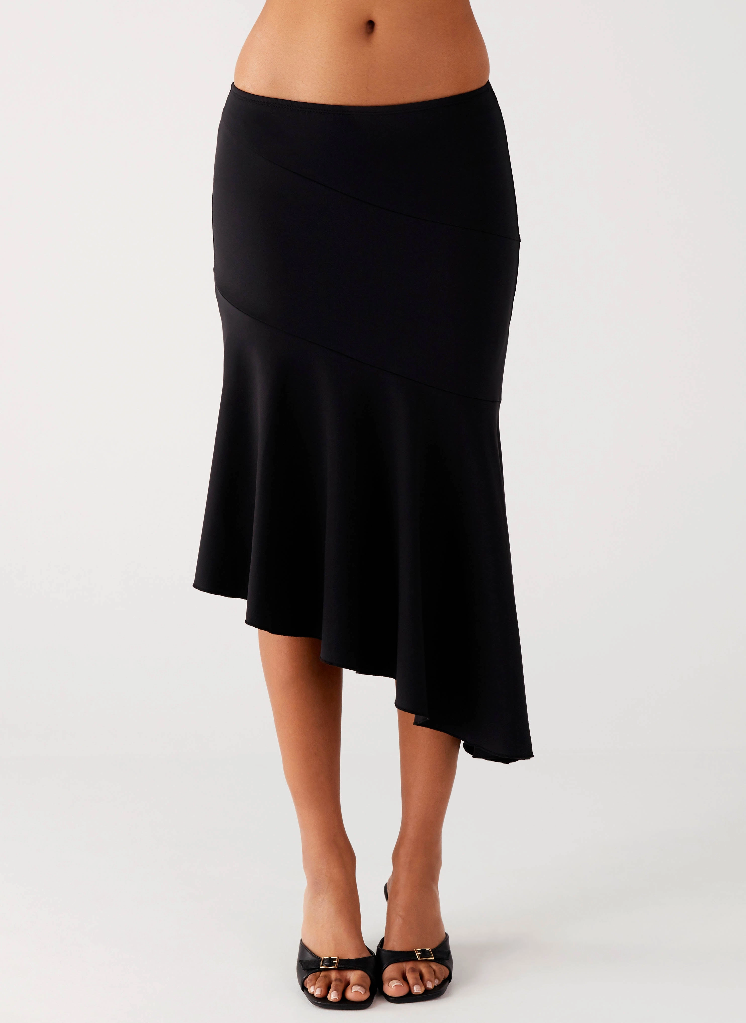Daily Style Comfortable Layers Wonderlust Midi Skirt - Black