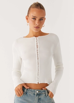 ReflectiveTrims Wonderwall Lace Up Long Sleeve Top - White