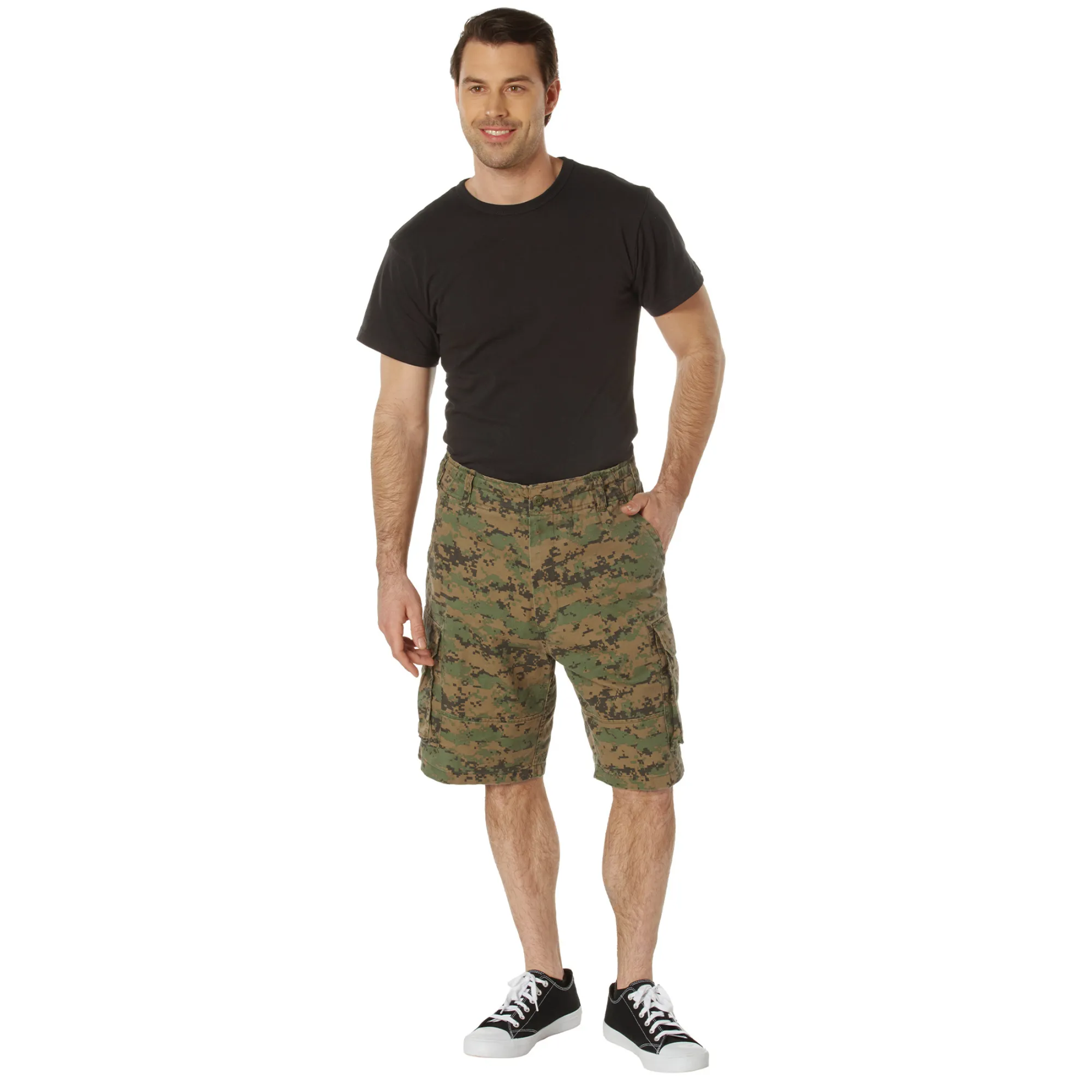 Woodland Digital Camouflage  - Tactical Vintage Paratrooper BDU Cargo Shorts - Poly Cotton - Zipper Fly