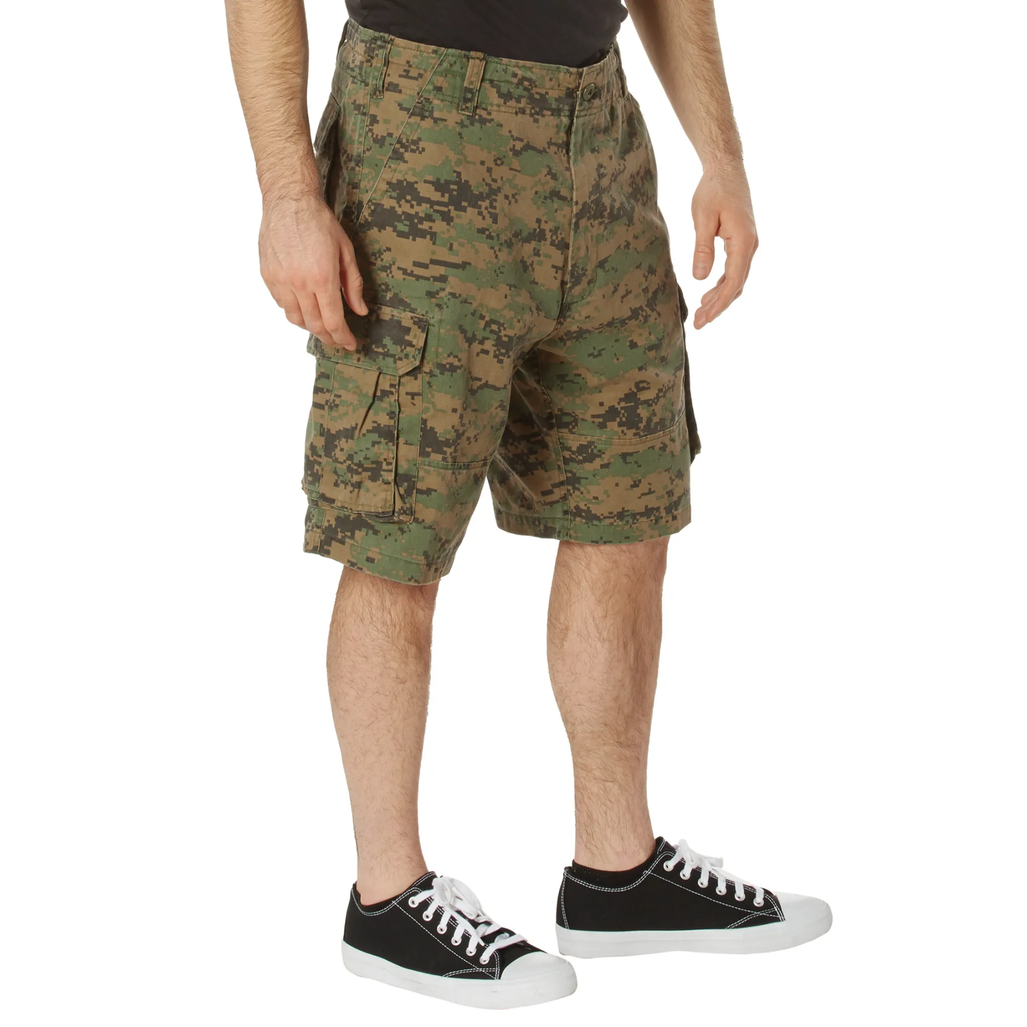 Woodland Digital Camouflage  - Tactical Vintage Paratrooper BDU Cargo Shorts - Poly Cotton - Zipper Fly