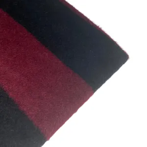 Wool Blend Coating - Striped - Black/Burgundy
