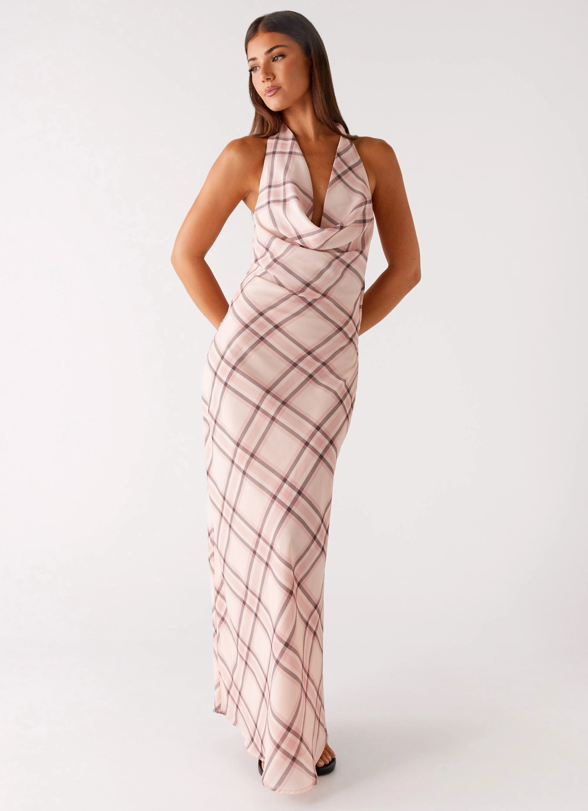 Muse Maxi Dress - Pink Check Balanced Light Subtle Glam