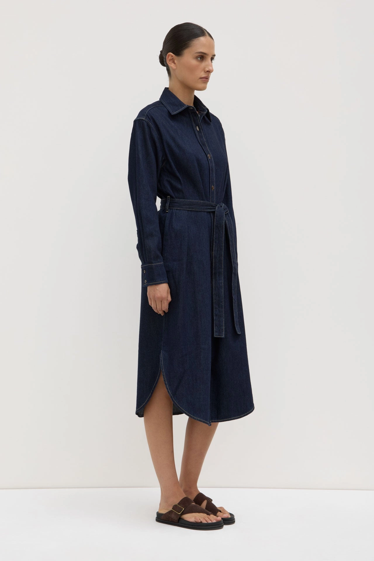 Curve-Enhancing Nature Bloom Kiera Recycled Denim Midi Shirt Dress