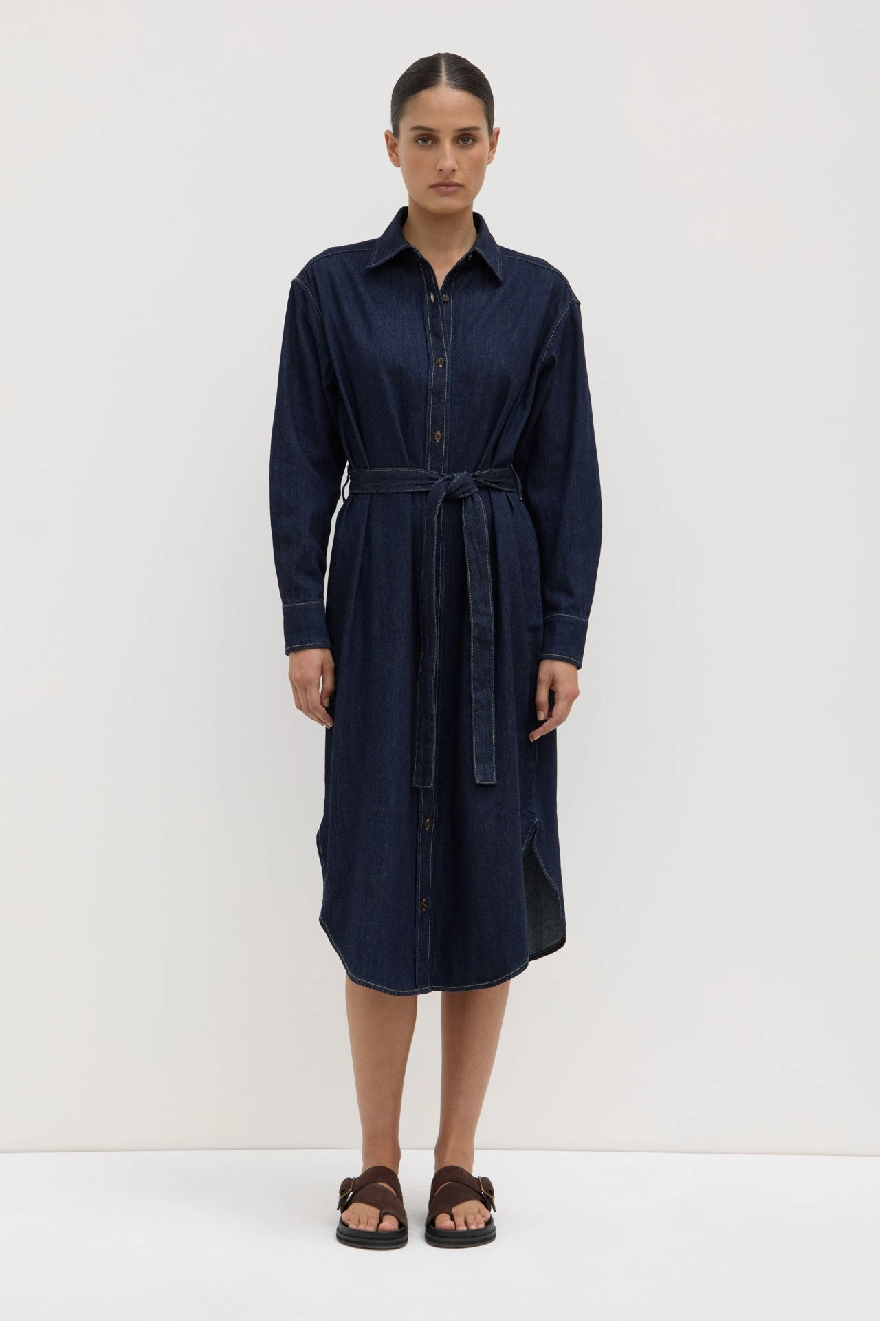 Kiera Recycled Denim Midi Shirt Dress Timeless office dress Soft Motion