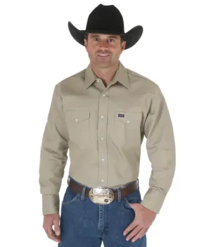 WRANGLER COWBOY CUT® KHAKI LONG SLEEVE WESTERN WORK SHIRT