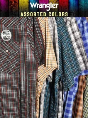 Wrangler Mens Assorted Western Short Sleeve Plaid Shirt Style 76204PP