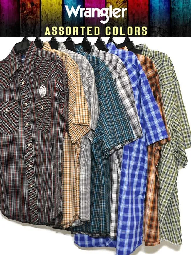 Wrangler Mens Assorted Western Short Sleeve Plaid Shirt Style 76204PP