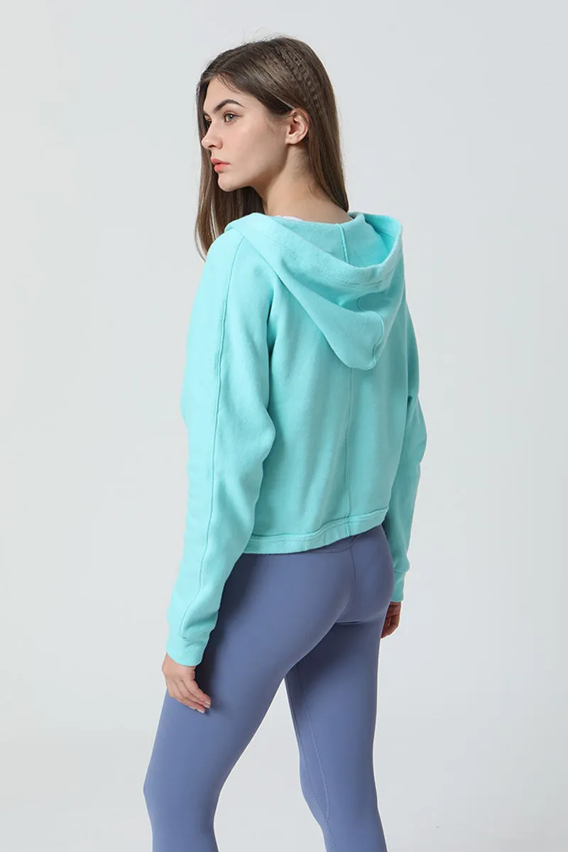 Wrap-Effect V-Neck Fleece Hoodie