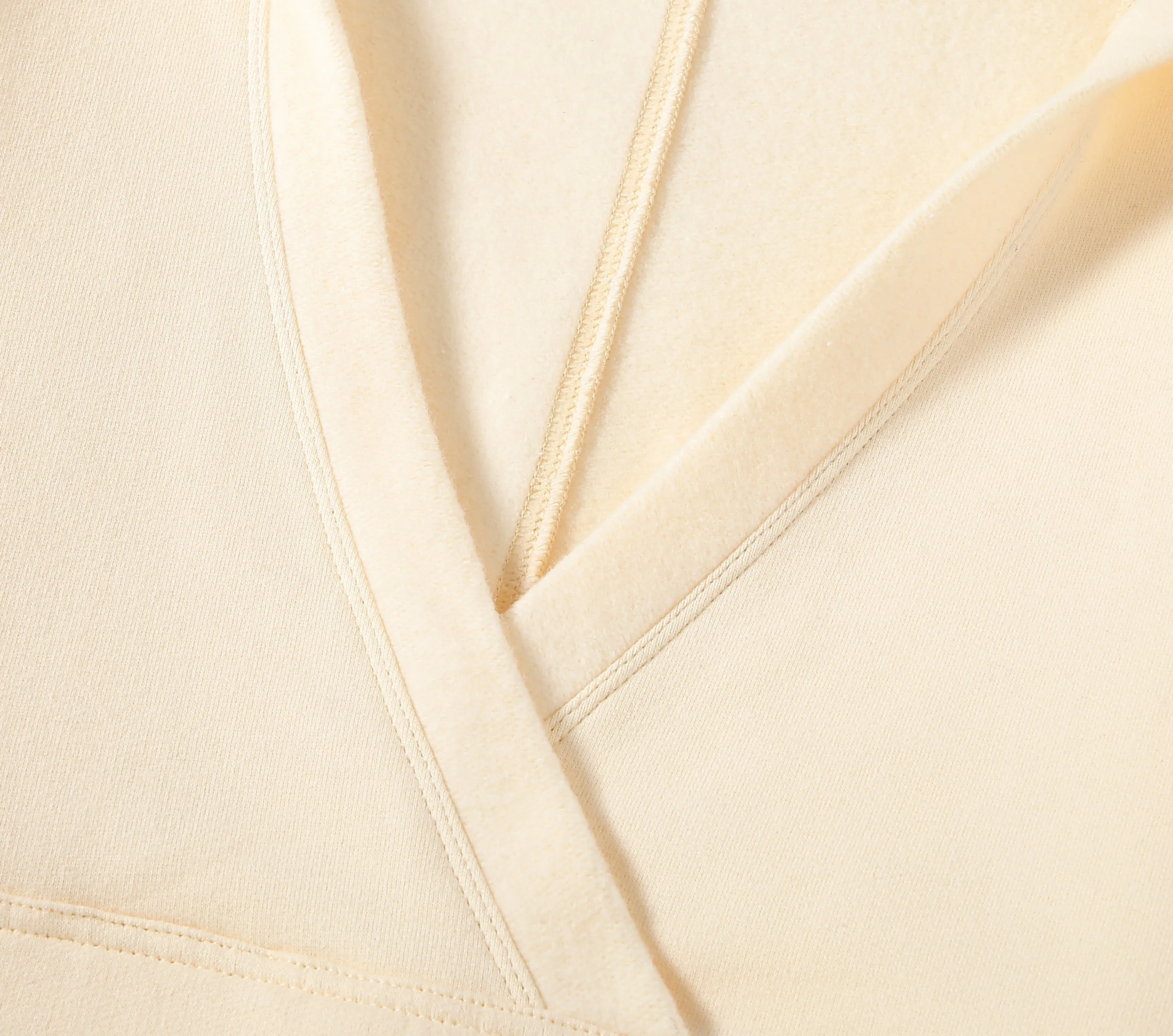 Wrap-Effect V-Neck Fleece Hoodie