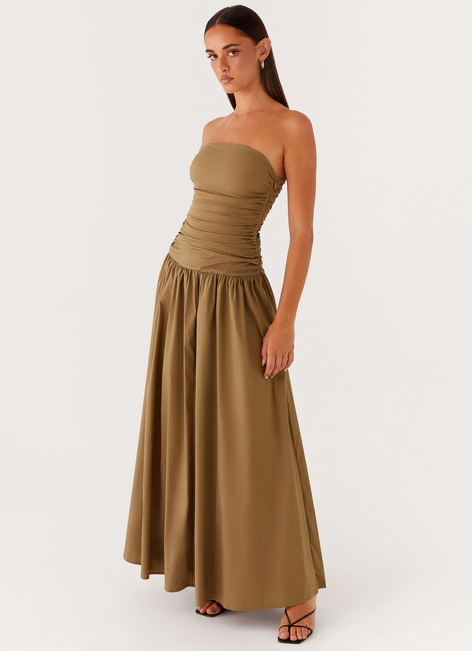 Lightweight-Comfort Guest Glam Carmel Maxi Dress - Khaki