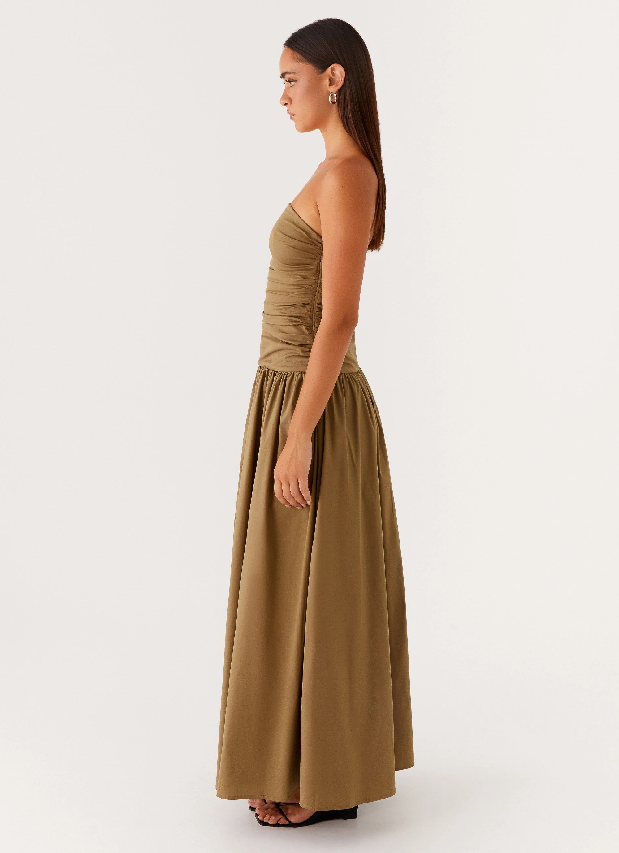Carmel Maxi Dress - Khaki Soft Profile Applique-Detail
