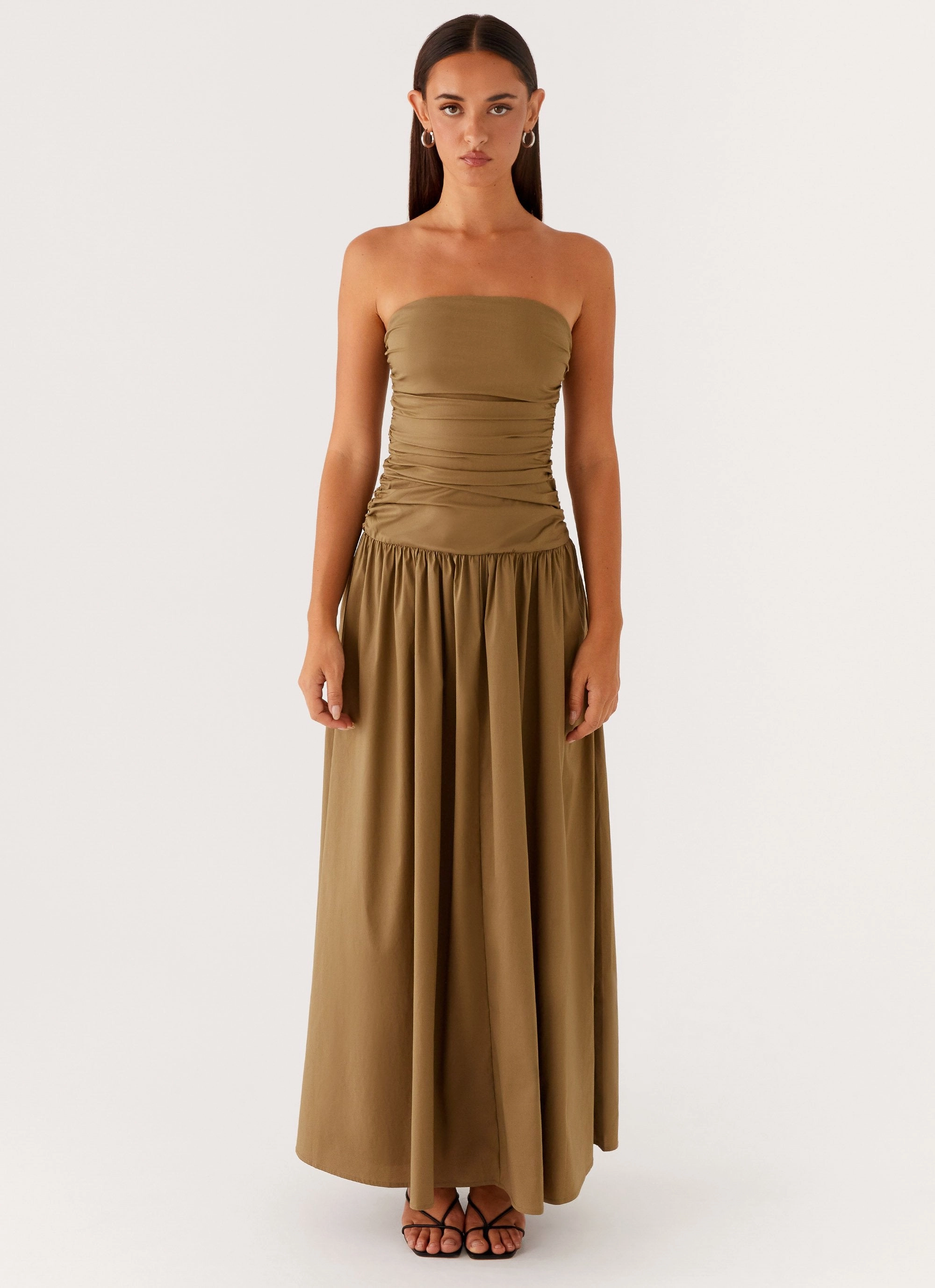 Lightweight Material Carmel Maxi Dress - Khaki