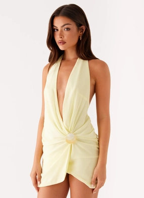 Flowing Layers Versatile Fit Eleanora Plunge Mini Dress - Yellow