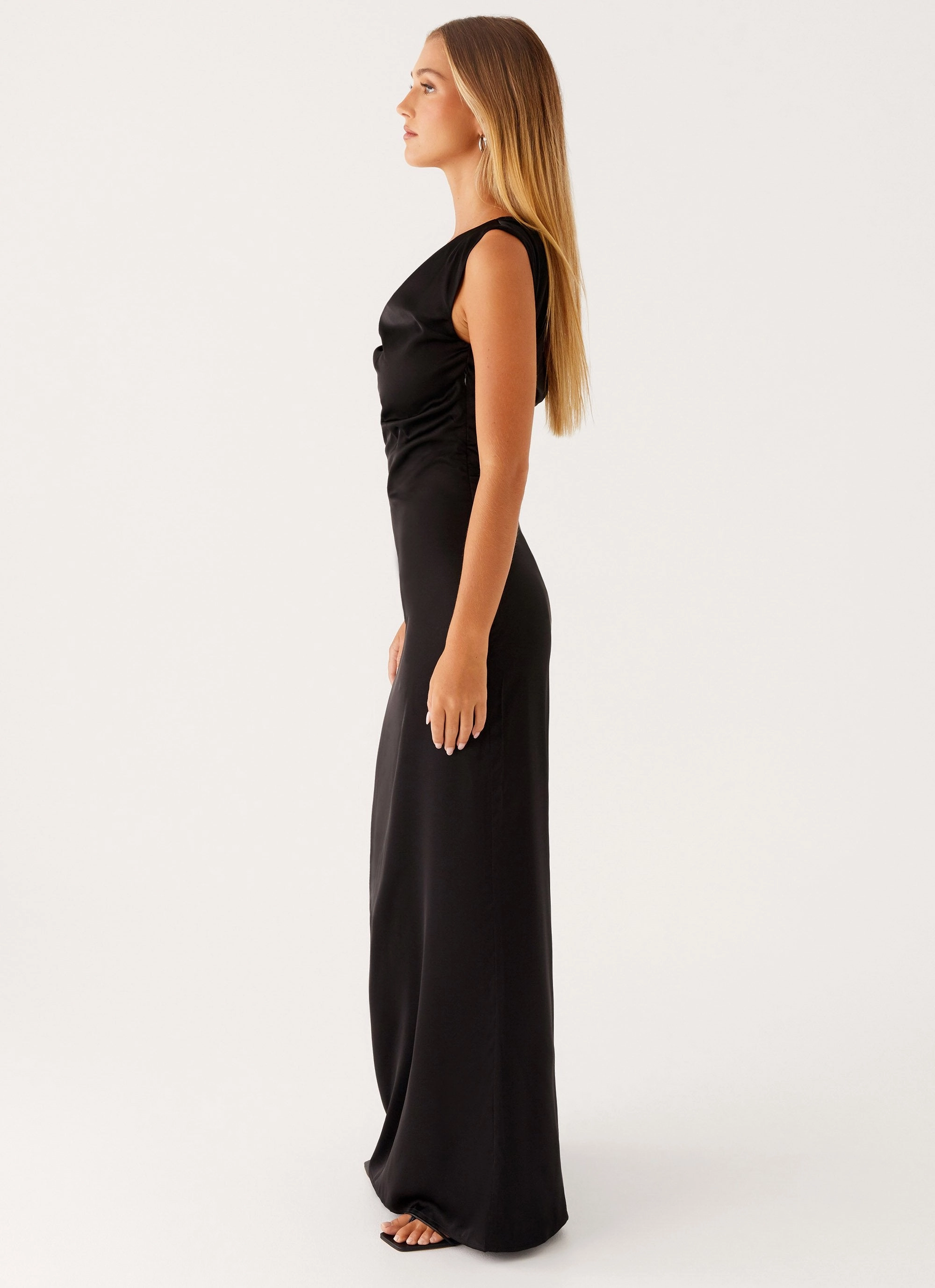 Geometric-pattern Heart Of Glass Satin Maxi Dress - Black