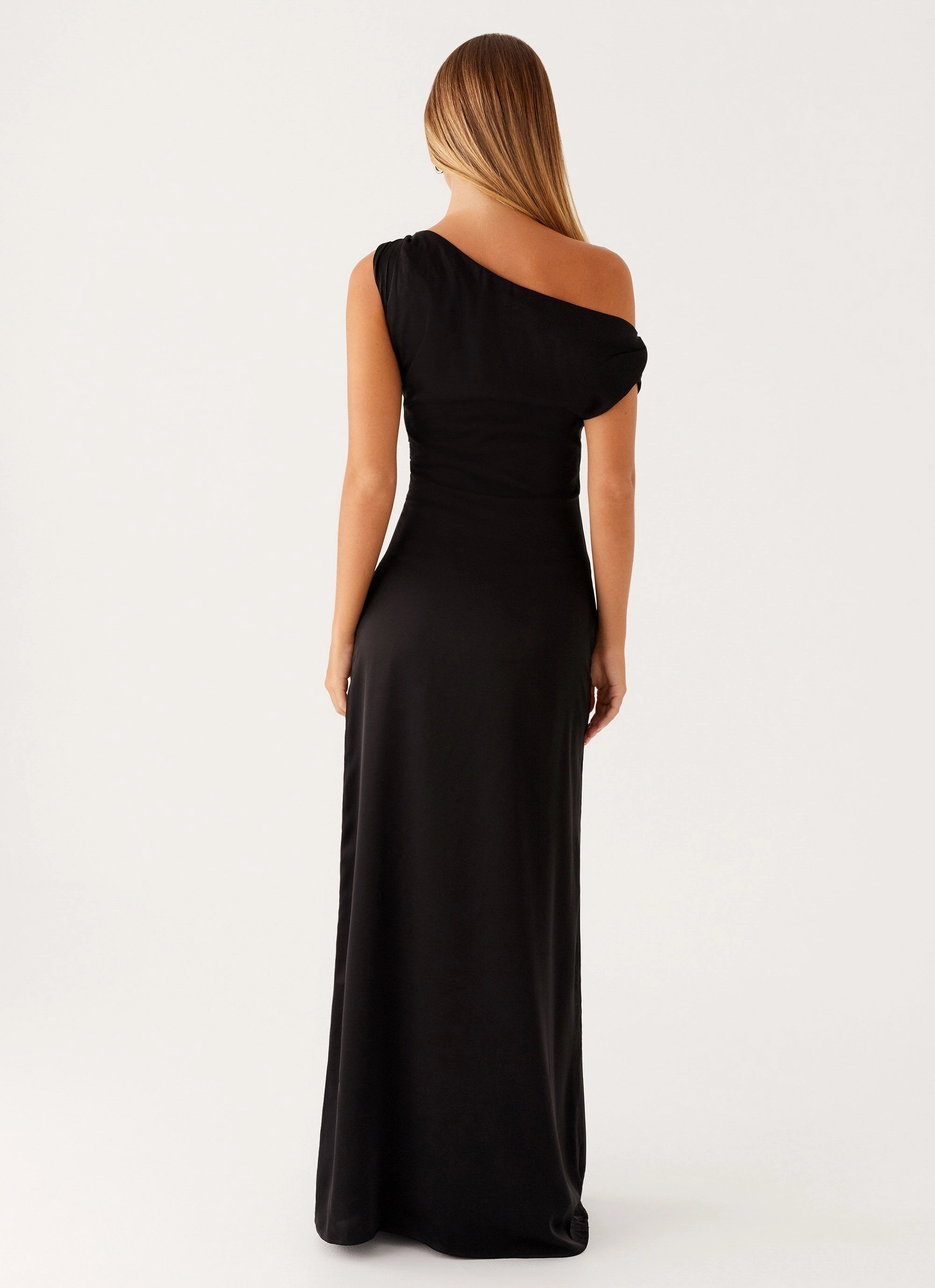 Pocket-Detail Heart Of Glass Satin Maxi Dress - Black