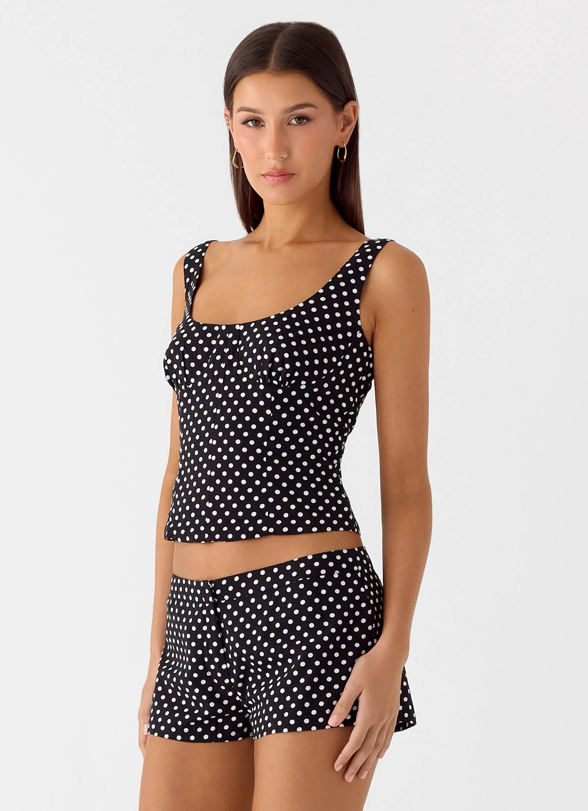 ThermalRegulationLayer Coastline Bustier Top - Black Polkadot