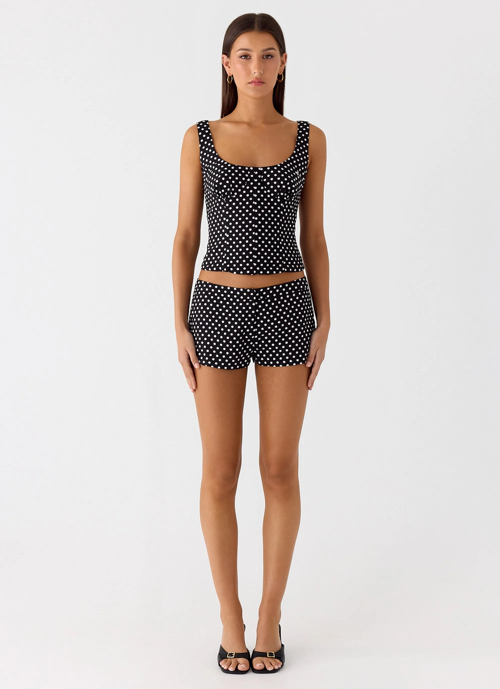Coastline Bustier Top - Black Polkadot FourWayStretchFabric