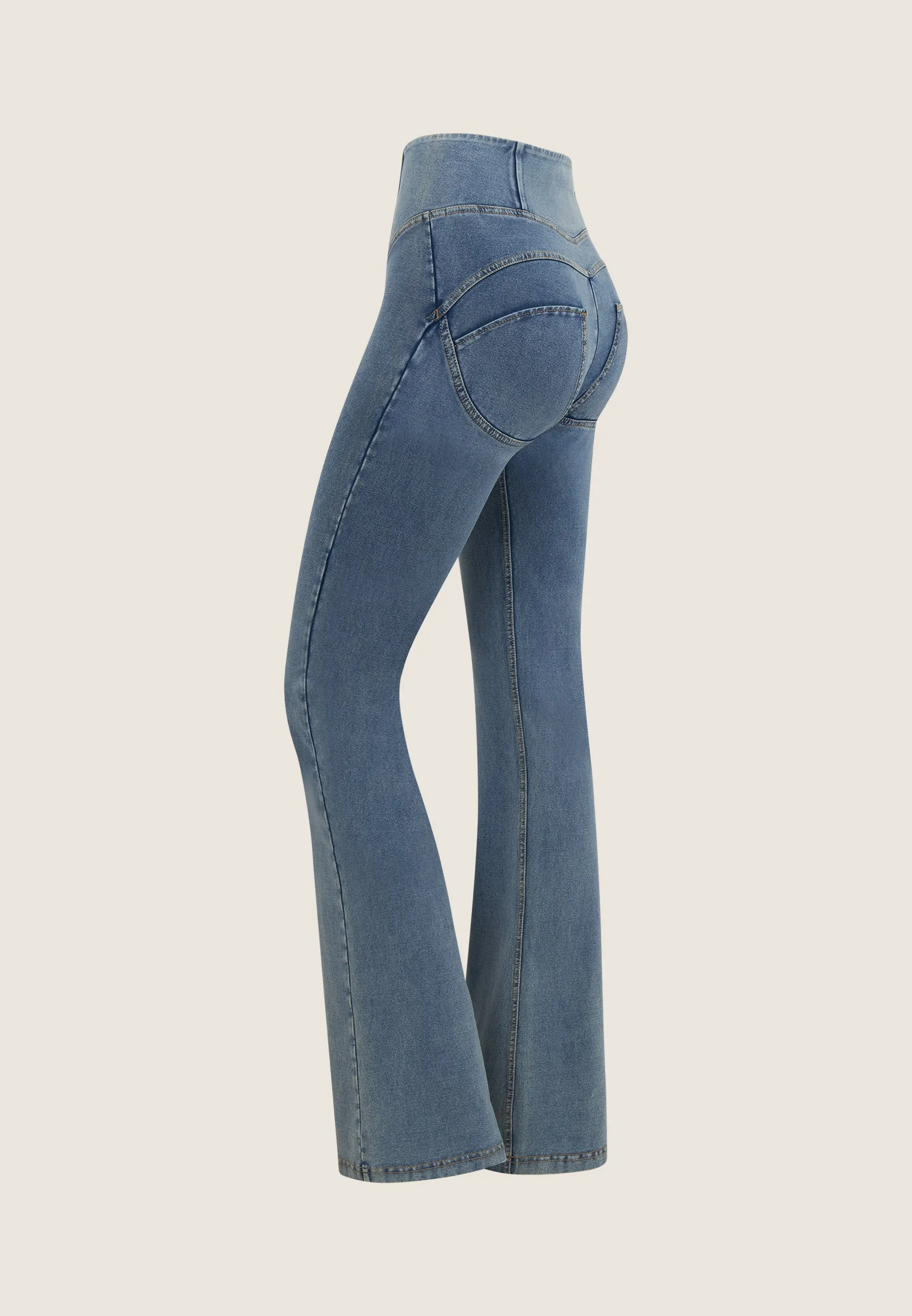 (WRUP11HF406-J108Z) High Waist Flared Denim Look WR.UP® Pants