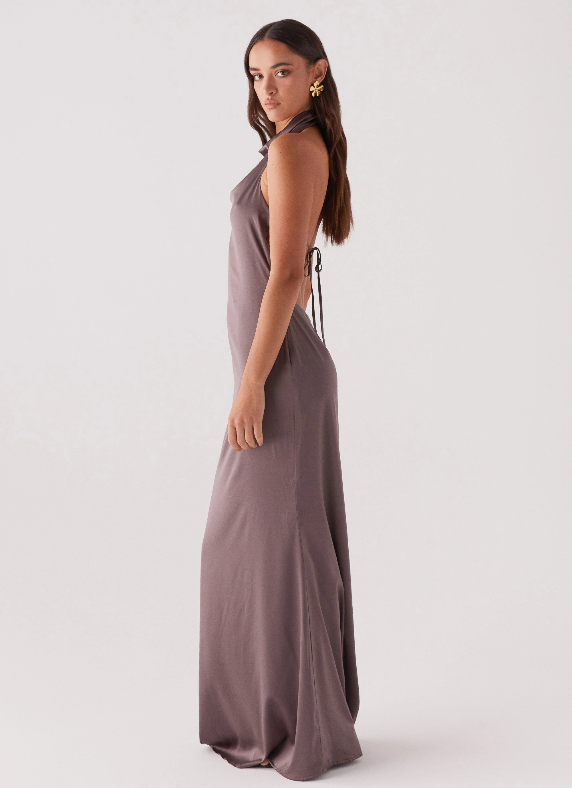 Relaxed Movement Wynn Satin Maxi Dress - Chocolate