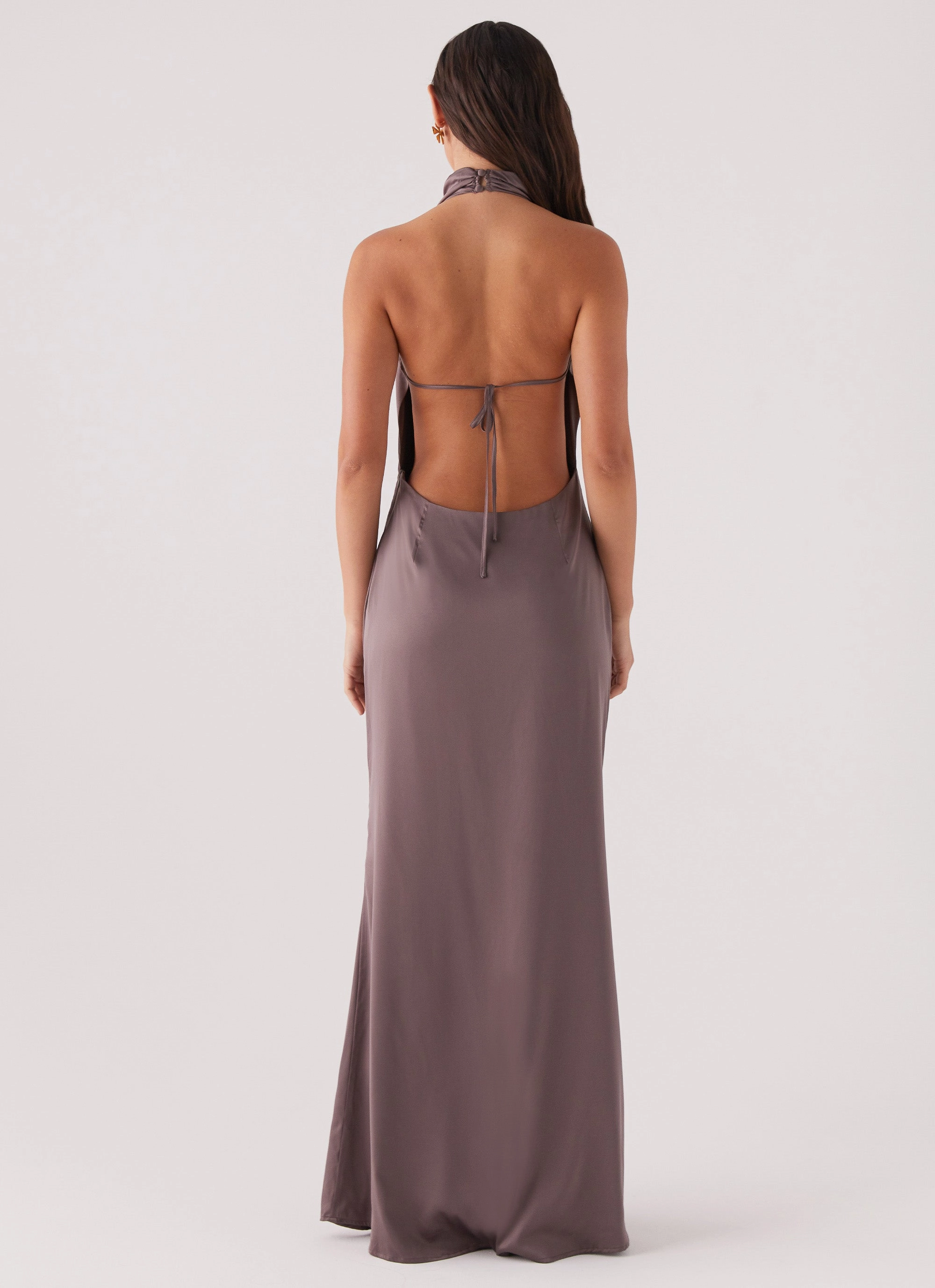 Wynn Satin Maxi Dress - Chocolate Blush Glow Smart Cut