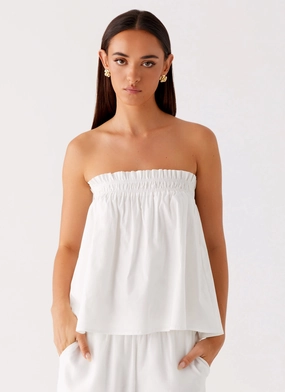 Wynter Babydoll Top - White CollapsibleFrame Adjustable Hem