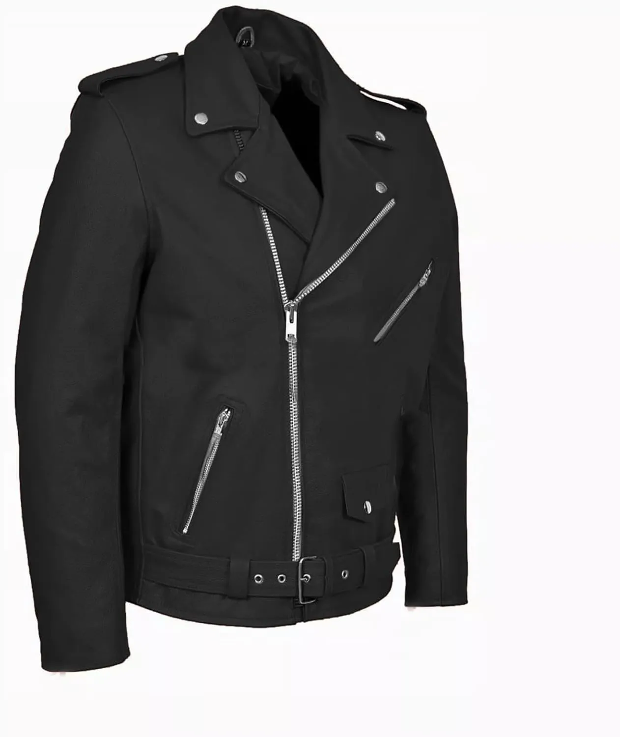 Xiaojmake Men's Leather Biker Jacket Quilted Cafe Racer Zip Up Moto Jackets Vintage Leather Motorcycle Jackets Stylish Fall