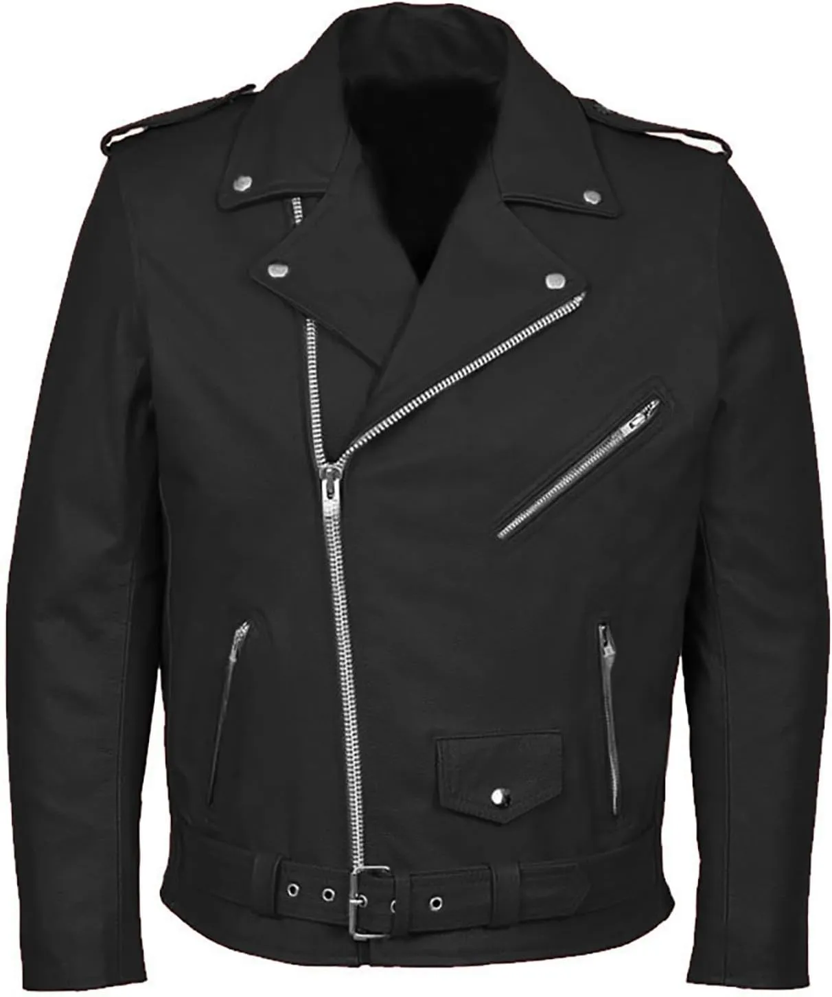 Xiaojmake Men's Leather Biker Jacket Quilted Cafe Racer Zip Up Moto Jackets Vintage Leather Motorcycle Jackets Stylish Fall