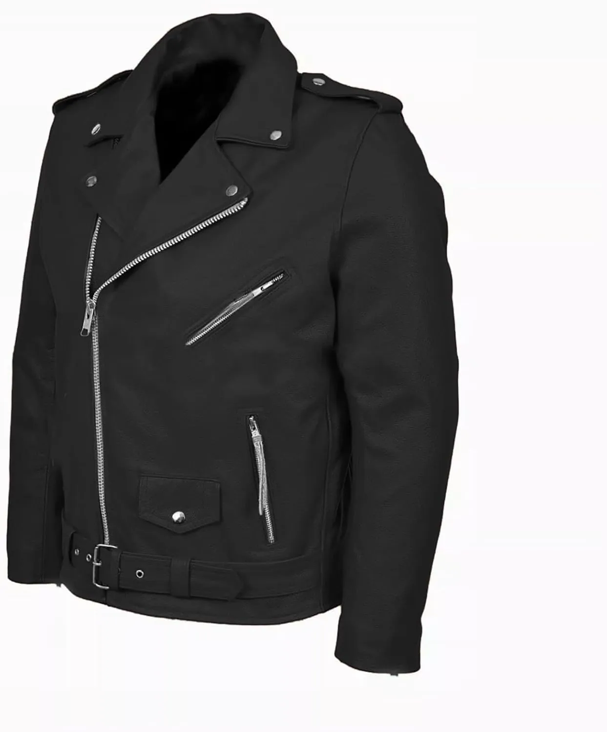 Xiaojmake Men's Leather Biker Jacket Quilted Cafe Racer Zip Up Moto Jackets Vintage Leather Motorcycle Jackets Stylish Fall