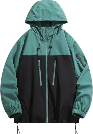 Xiaojmake Men's Tactical Jacket Casual Hooded Waterproof Rain Jacket Light Windbreaker Climbing Windproof Soft Shell Jackets