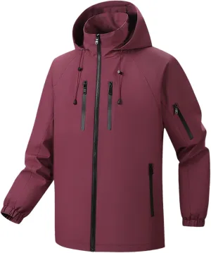 Xiaojmake Waterproof Rain Jacket for Men Winter Hooded Anorak Lightweight Outdoor Windbreaker Outdoor Hiking Travel Rain Coat