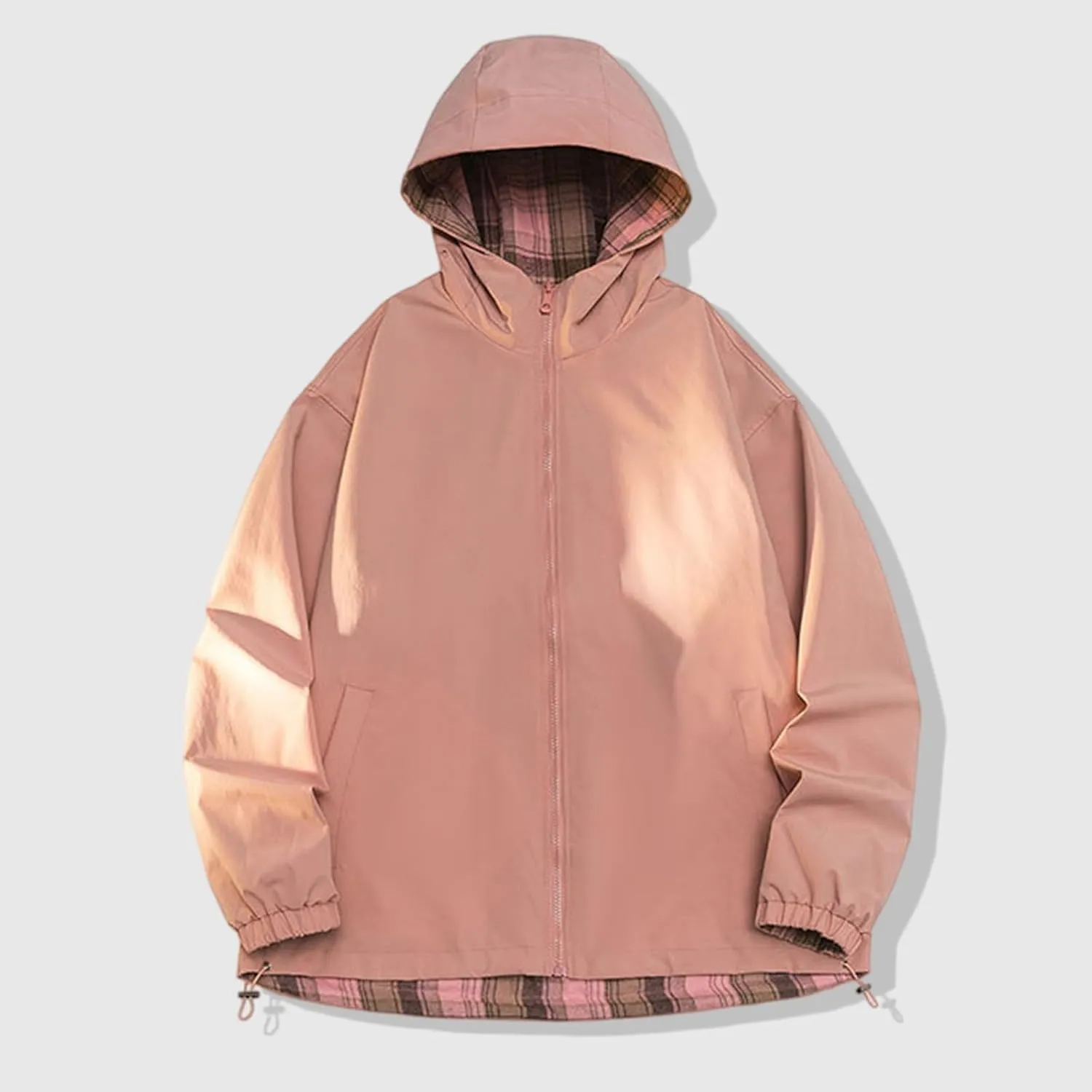 Xiaojmake Waterproof Rain Jackets for Men Solid Zip up Hoodie Coat Softshell Rain Coat Casual Athletic Outwear Windbreaker