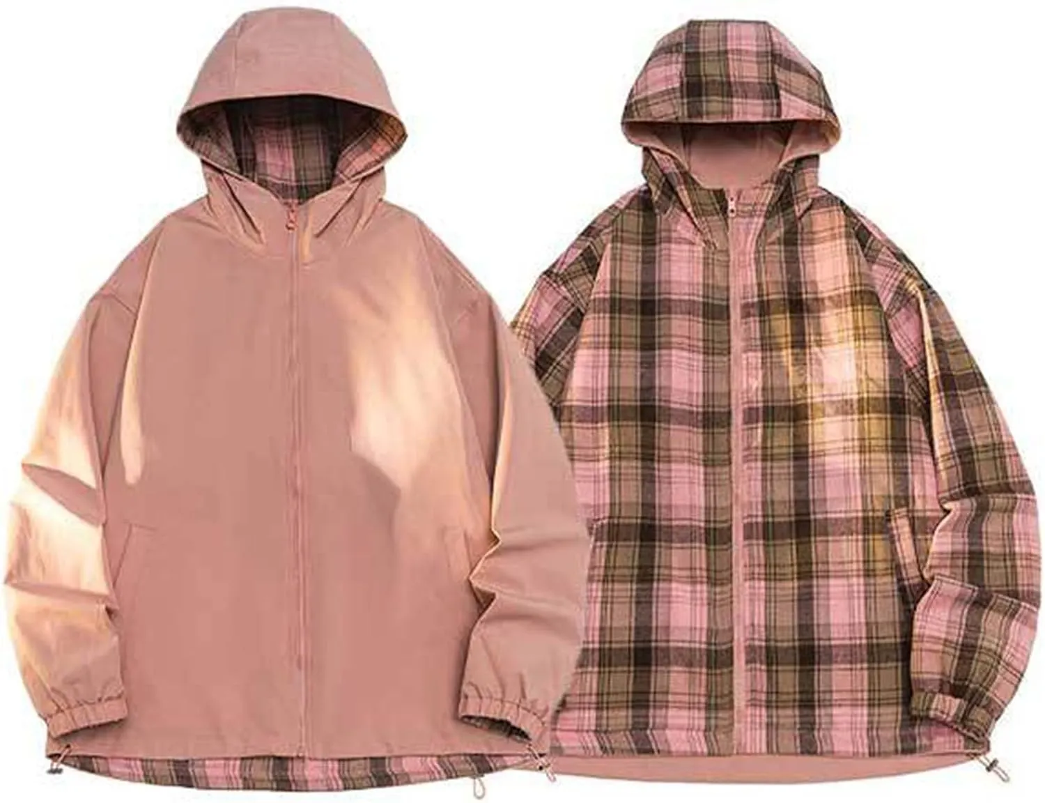 Xiaojmake Waterproof Rain Jackets for Men Solid Zip up Hoodie Coat Softshell Rain Coat Casual Athletic Outwear Windbreaker