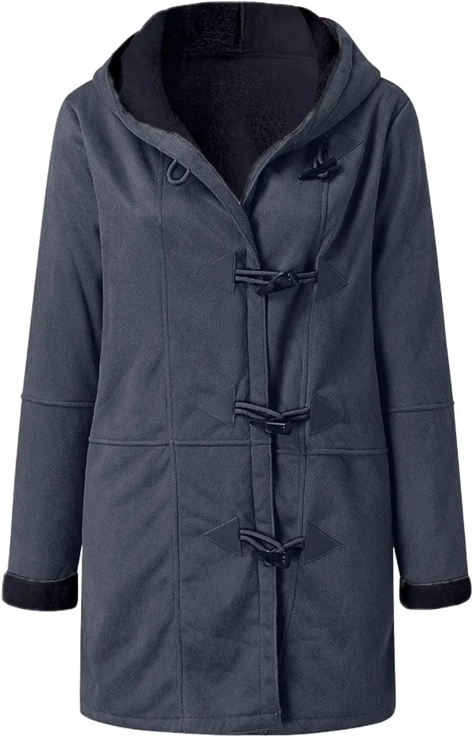 XUNRYAN Womens Winter Warm Coat with Hood Plus Size Suede Leather Sherpa Jackets Fleece Plush Hoodie Jackets Outerwear