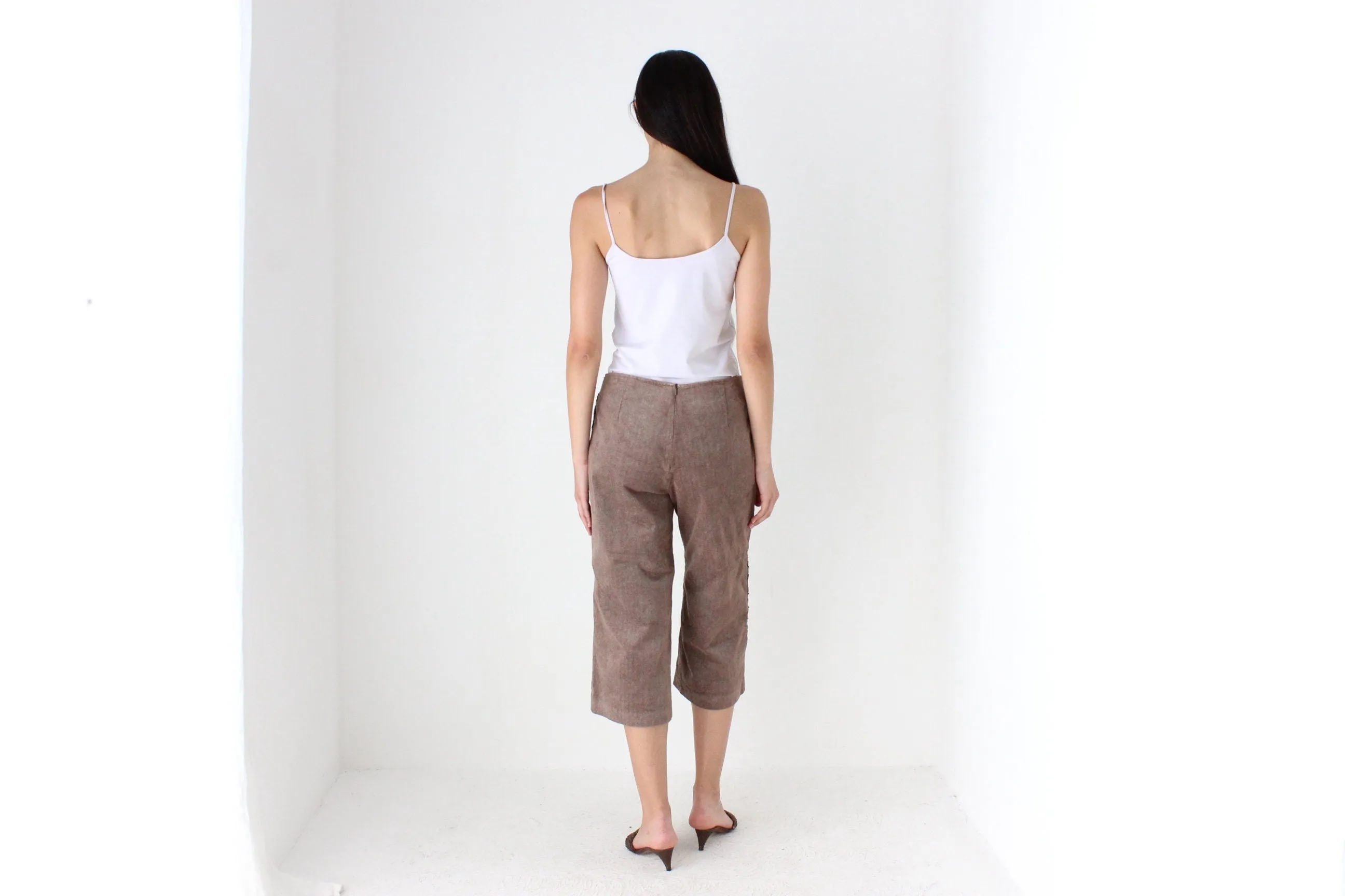 Y2K Corduroy Cropped Knee Length Shorts