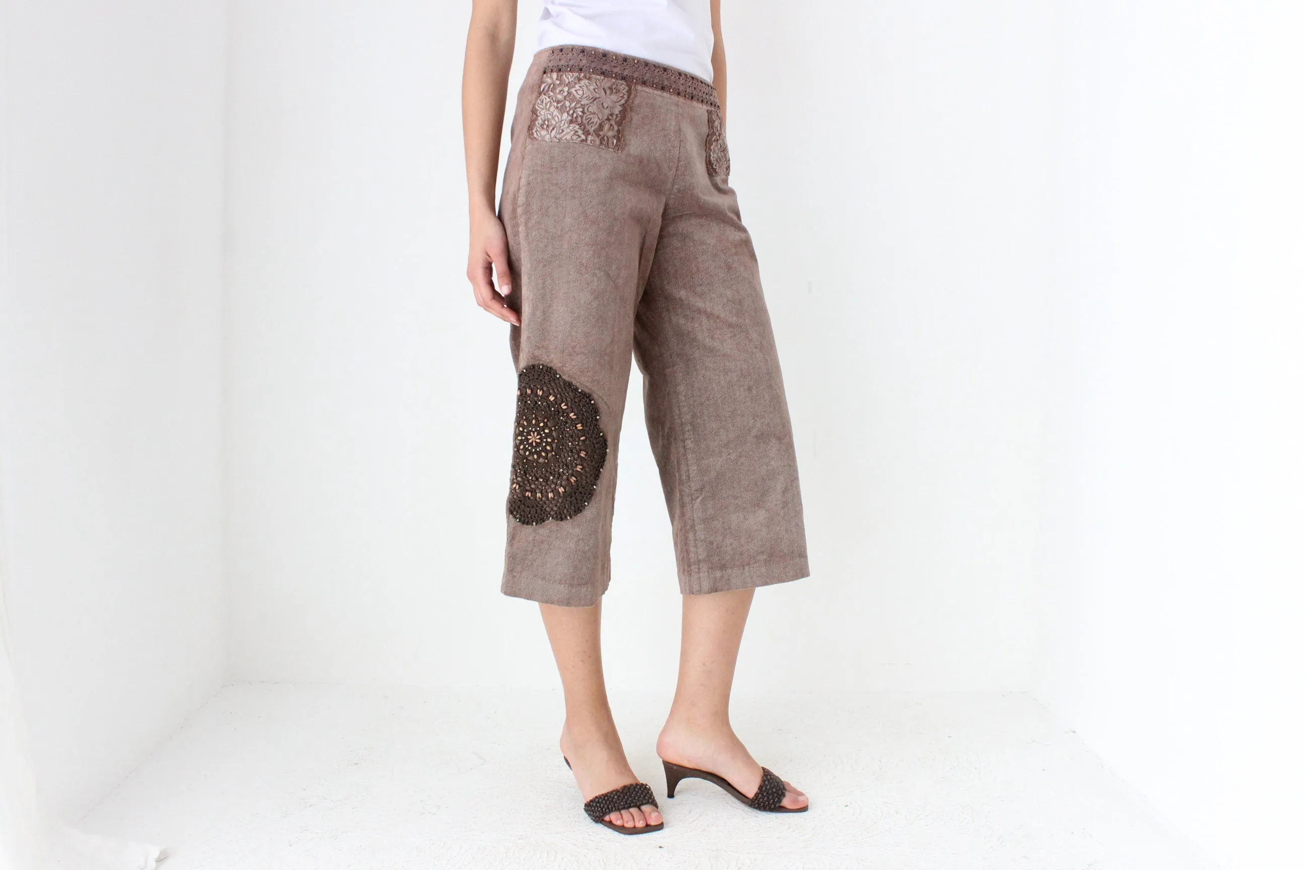 Y2K Corduroy Cropped Knee Length Shorts