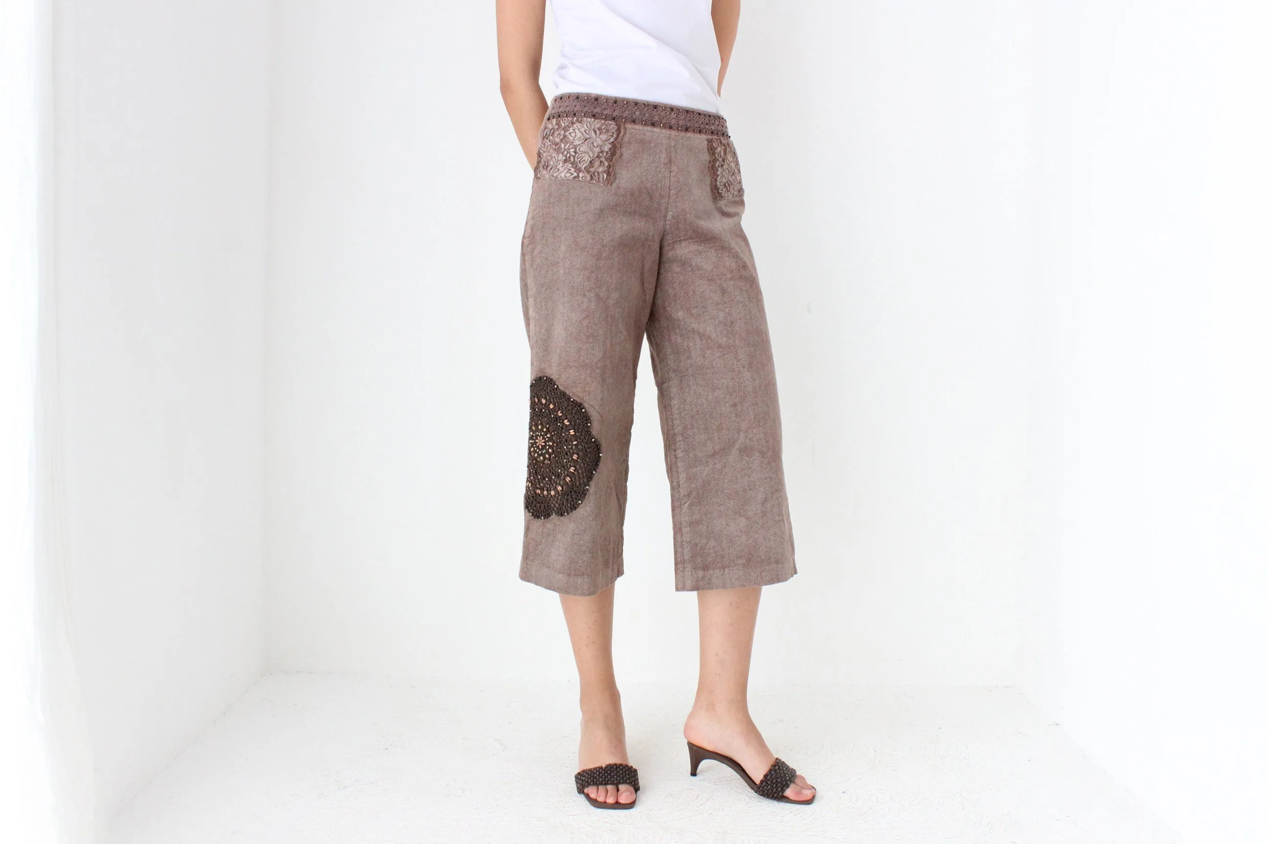 Y2K Corduroy Cropped Knee Length Shorts