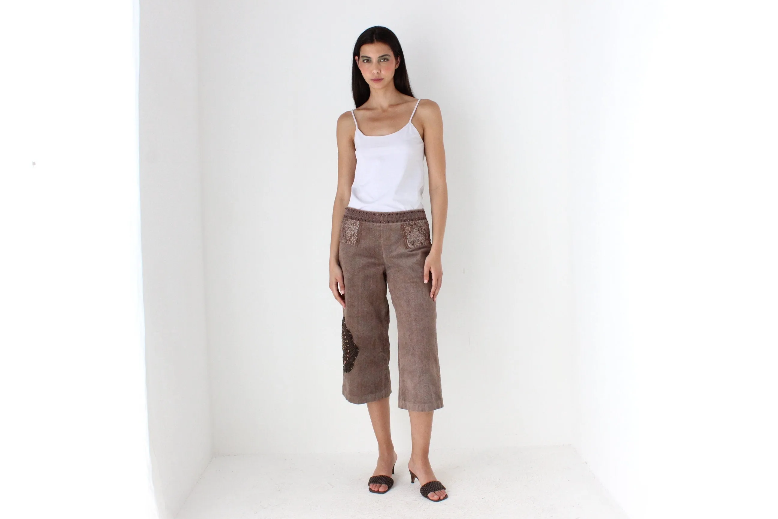 Y2K Corduroy Cropped Knee Length Shorts