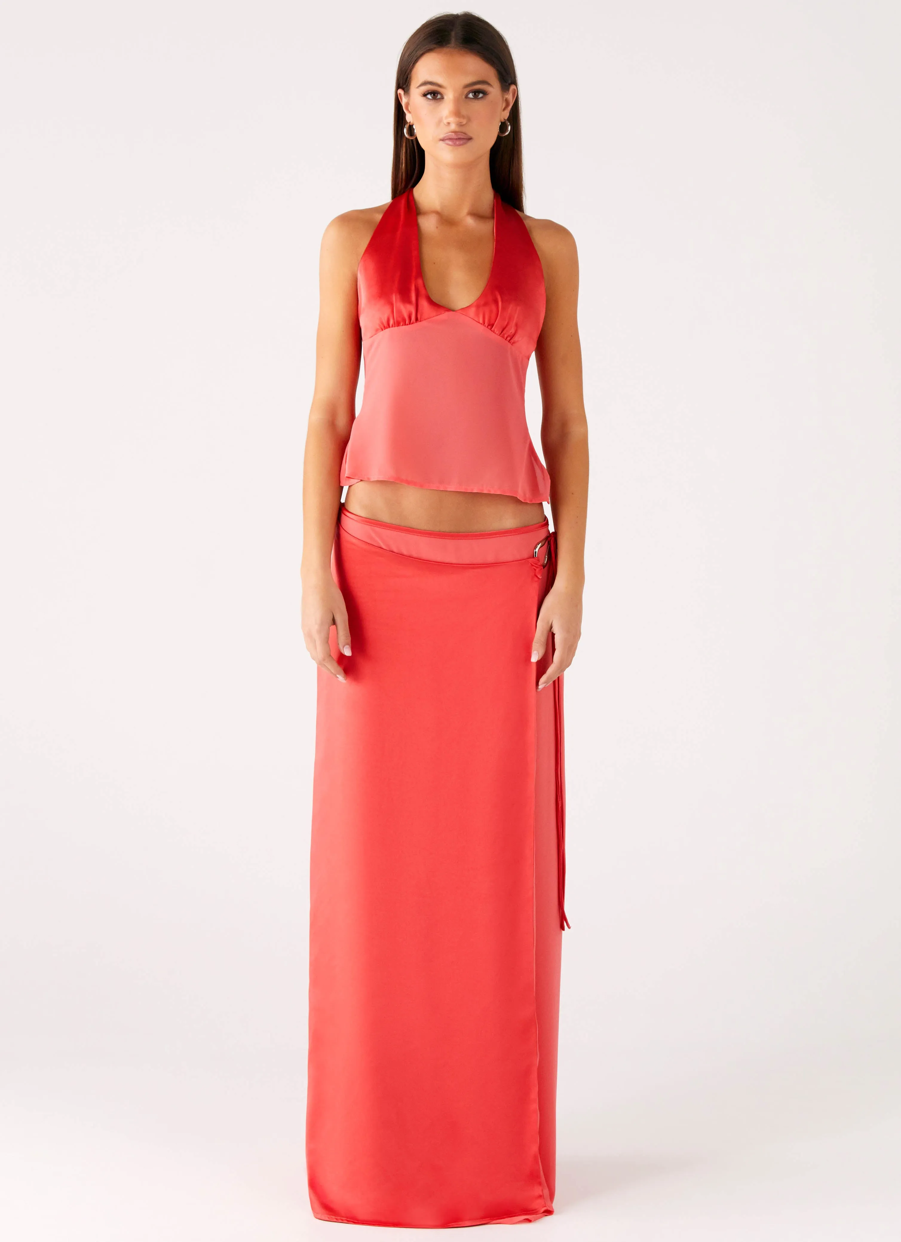 Pollie Halter Top - Coral ButtonDownCollar
