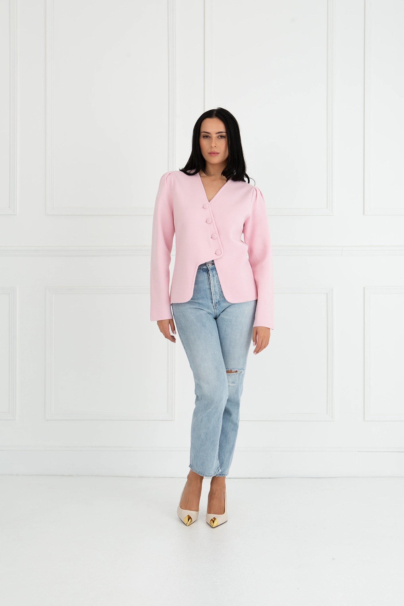 Reflective Trim "The Clara" - Wave Cardigan (Pink)