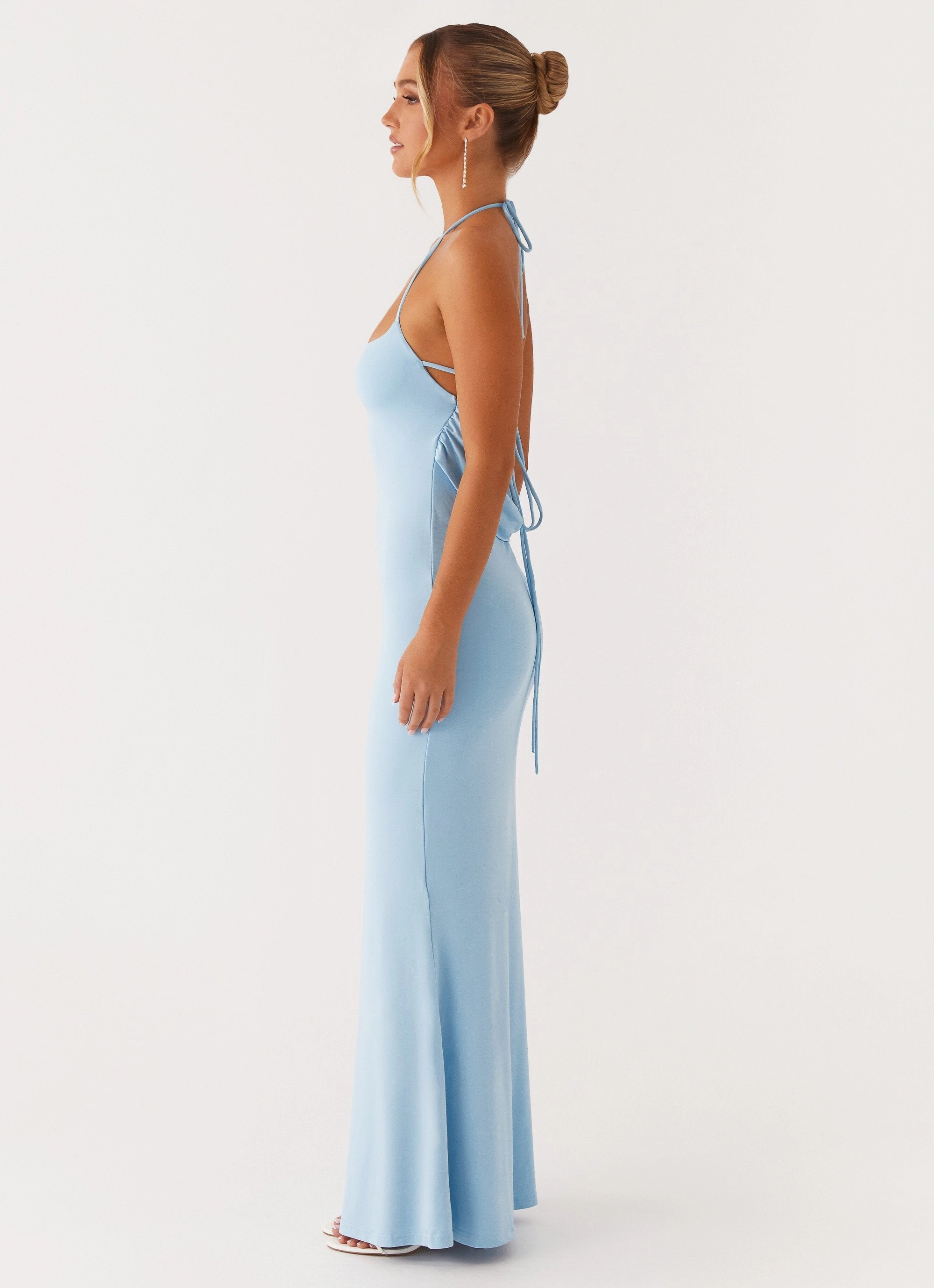 Talk About Us Maxi Dress - Blue High-Neck