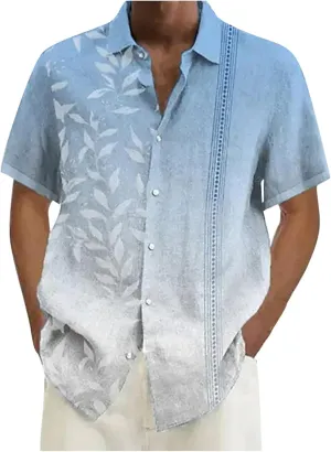 Ymosrh Men's Shirts Designer Spring Summer Casual Cotton Linen Solid Color Short Sleeve Shirts Loose