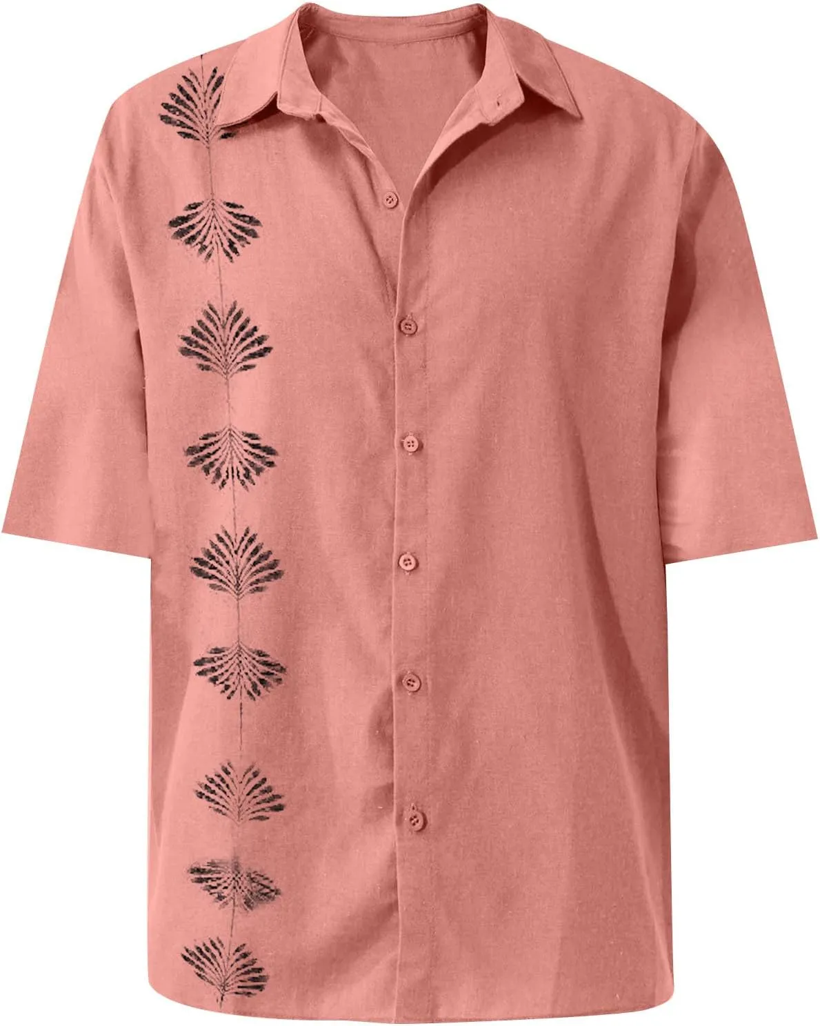 Ymosrh Men's Shirts Spring Summer Casual Cotton Linen Solid Color Short Sleeve Shirts Loose Button Down Shirt Men, M-4XL