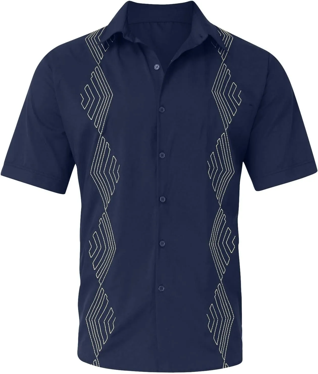 Ymosrh Men's Short Sleeve Button Down Shirts Lapel Short Sleeved Shirt Beach Casual Embroidered Top Shirts for Men, M-3XL